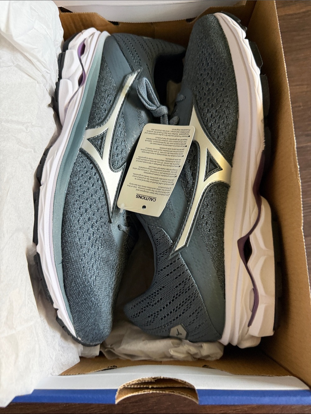 Mizuno Women's WaveRider 23 Gray and Silver Athletic Running Shoes